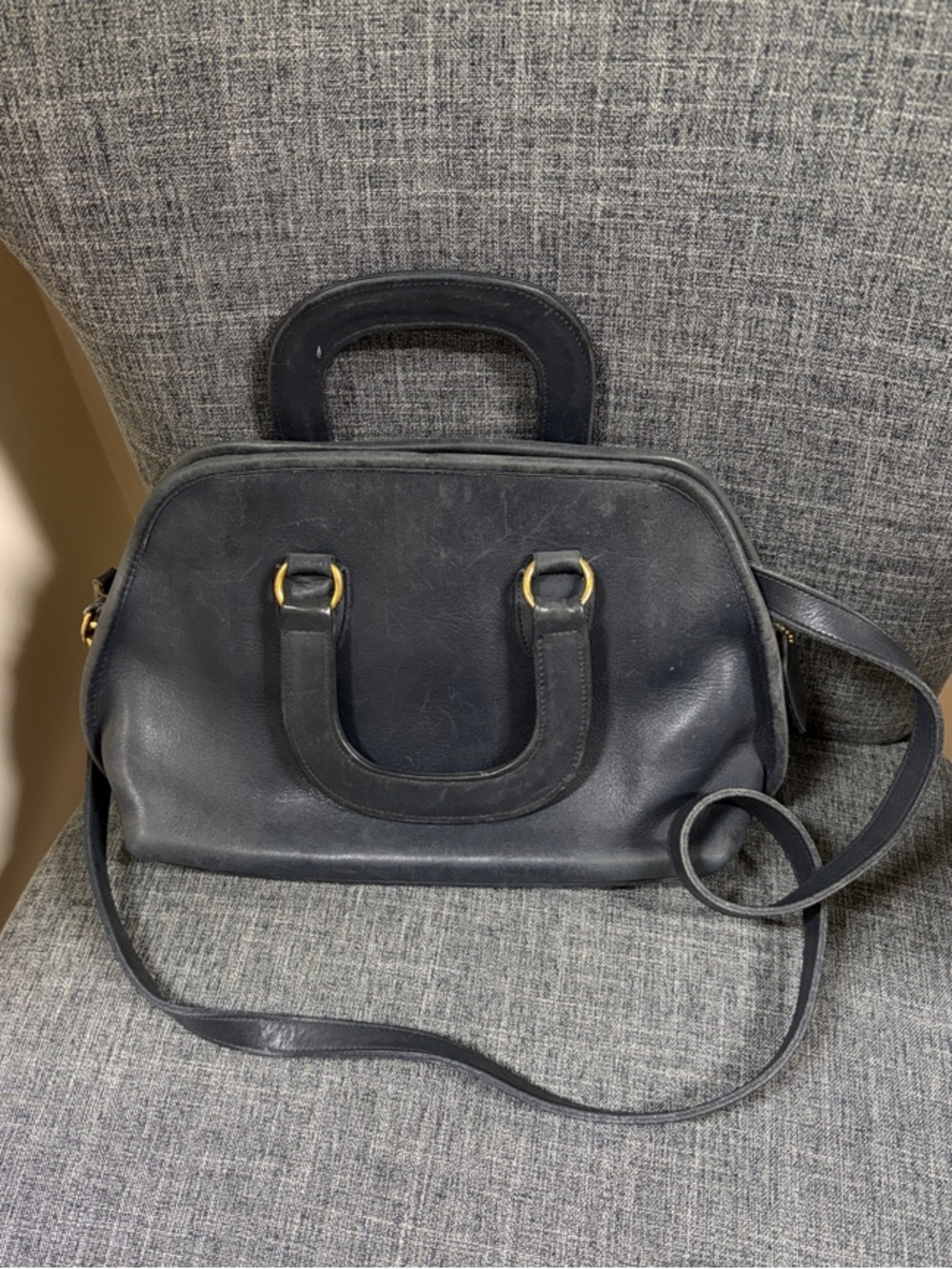 Coach Vintage Classic Navy Leather Satchel Handbag